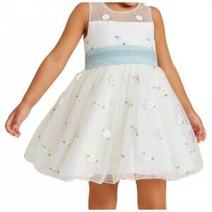 NEW ABEL & LULA toddlers daisy dress in cream/green